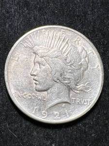 lot 66 image: 1921 US PEACE SILVER DOLLAR