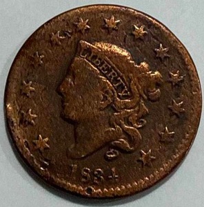 lot 3 image: 1834 Large Cent Penny