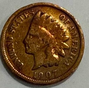 lot 5 image: 1907 Indian Head Penny