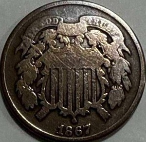lot 9 image: 1867 Two Cent Piece