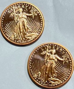 lot 10 image: Lot of 2 1oz .999 Investment Grade Copper Rounds
