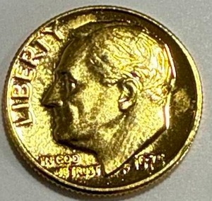 lot 12 image: 24kt Gold Plated Dime