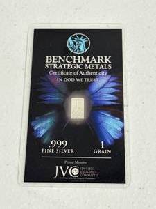 lot 22 image: 1 Grain .999 Silver Bar