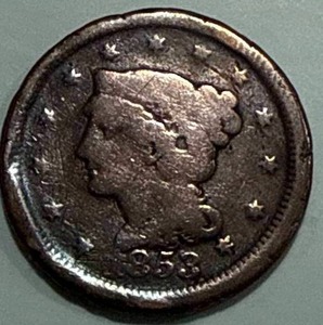 lot 29 image: 1853 Large Cent Penny
