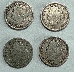 lot 33 image: Lot of 4 Liberty V Nickels