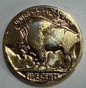 lot 39 image: 24kt Gold Plated Buffalo Nickel