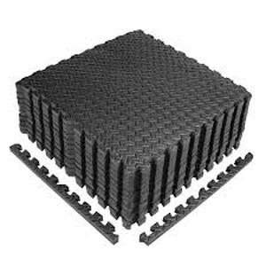 lot 2 image: Lot of  Puzzle Exercise Mat Black 24 in. x 24 in. x 0.5 in. EVA Foam Interlocking Tiles with Border (96 sq. ft.) Customer Returns See Pictures