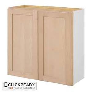 lot 10 image: Hampton Bay 30 in. W x 12 in. D x 42 in. H Ready to Assemble Wall Kitchen Cabinet in Unfinished with CLICKREADY Technology   Customer Returns See Pictures