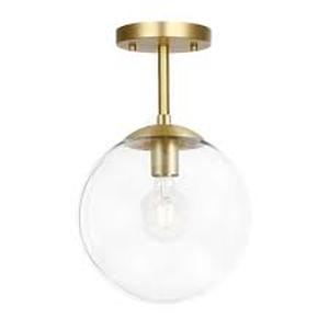 lot 38 image: Light Society Zeno 1-Light ClearBrass Globe Ceiling Light with Glass Shade  Customer Returns See Pictures