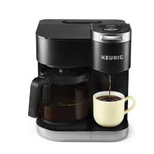 lot 62 image: Keurig K-Duo Single Serve K-Cup Pod & Carafe Coffee Maker, with Multiple Brew Sizes, 60oz Removable Reservoir, Programmable Auto Brew Carafe, (Gen 1), Black  Customer Returns See Pictures