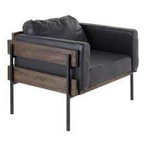 Lumisource Kari Black Faux Leather, Brown Wood and Black Metal Arm Chair   Customer Returns See Pictures