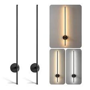 lot 16 image: Deyidn Modern 47.24 in. Black LED Wall Sconce Set of Two with Memory Function, Dimmable and 350° Rotate Customer Returns See Pictures