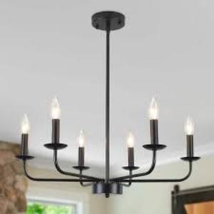 lot 20 image: LWYTJO 6-Light Black Rustic Traditional Linear Chandelier for Bedroom with No Bulbs Included   Customer Returns See Pictures