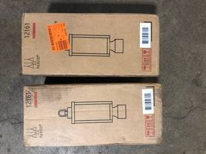 lot 7 image: Lot of Uixe Modern 16.5 in. 1-Light Black Outdoor Post Light Dimmable with Clear glass Shade(1-Pack)  Customer Returns See Pictures