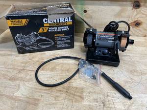 lot 140 image: CENTRAL MACHINERY 3 in. Bench Grinder with Flex Shaft (08192550)