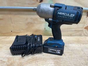 lot 192 image: HERCULES 20V Brushless Cordless, 12 in. High-Torque Impact Wrench with Friction Ring with Battery and Charger (081925300)