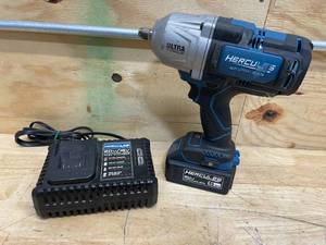 lot 199 image: HERCULES 20V Brushless Cordless, 12 in. Ultra Torque Impact Wrench with Friction Ring with Battery and Charger (081925270)