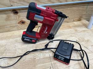 lot 200 image: BAUER 20V Cordless, 18 Gauge Brad Nailer with Battery and Charger (081925201)