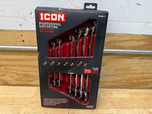 lot 177 image: ICON SAE Professional Ratcheting Combination Wrench Set with Anti-Slip Grip (082025130)