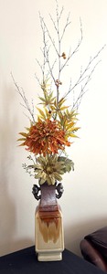 lot 31 image: Faux Floral Arrangement in Lovely Vase by Three Hands Company