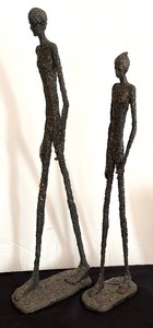lot 10 image: Pair of Tall Modernist Bronze-Style Abstract Figures