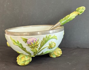 lot 41 image: Vintage Musterschultz Condiment Bowl with Coordinating Fork