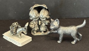lot 79 image: Set of 3 Miniature Fine Pewter Figurines