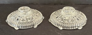 lot 90 image: Pair of Vintage Anchor Hocking Thousand Stars and Bars Candle Holders