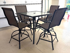 lot 18 image: Patio Table with Four Swivel Chairs