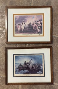 lot 144 image: The Surrender of Lord Cornwallis at Yorktown Stamp by John Trumbull and Washington Cossing the Delaware Stamp Print by Emanuel Leutze  Eastman Johnson
