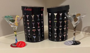 lot 150 image: New Las Vegas-tini and Celebration Hand Painted Stemware by Lolita