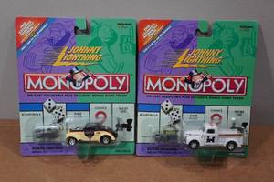 lot 112 image: 2 Johnny Lightning Monopoly Die Casts with Bonus Game Tokens