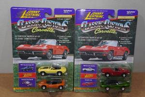 lot 120 image: 2 Johnny Lightning Classic Customs Corvette Die Cast Replicas