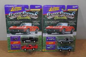 lot 121 image: 2 Johnny Lightning Classic Customs Corvette Die Cast Replicas