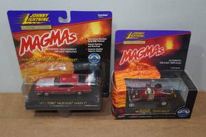 lot 128 image: 2 Johnny Lightning Magmas Die Casts - Ford Mustang & Munsters Drag-U-La