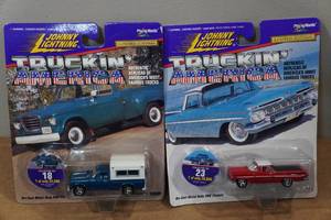 lot 144 image: 2 Johnny Lightning Truckin America Die Casts - 60s Studebaker & 59 El Camino