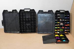 lot 200 image: 3 Hot Wheels Die Cast Car Storage Cases with Cars