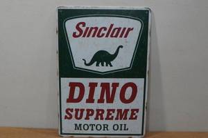 lot 242 image: Novelty Metal Sign - Sinclair Dino Supreme Motor Oil