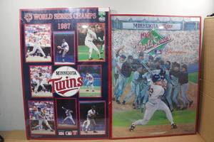 lot 292 image: 2 Vintage 1987 Minnesota Twins World Series Framed Posters