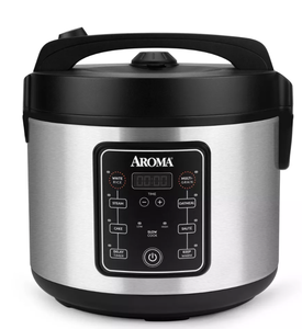 lot 75 image: Aroma 20 Cup Digital Multicooker & Rice Cooker - Stainless Steel 5 Settings, Automatic Keep Warm, Nonstick, 700W
