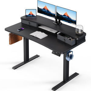 lot 163 image: HUANUO 48 x 24 Electric Standing Desk with 2 Drawers, C-Clamp Mount Compatible