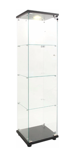 lot 170 image: Modern 64.5 4-Shelf Glass Display Cabinet with Lock and Lights, Lighted Curio Cabinet Collection Display Case