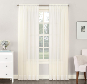 lot 220 image: No. 918 Emily Sheer Voile Rod Pocket Curtain Panel, Eggshell