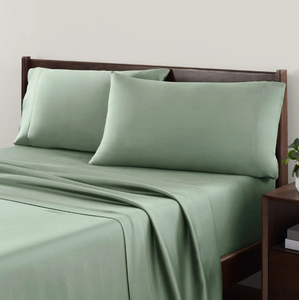lot 225 image: 4PCS King Size Allswell Soft & Silky Smoky Grey Viscose from Bamboo Sateen Bed Sheet Set