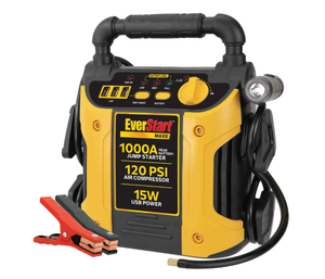 lot 232 image: EverStart Maxx 1000 Peak Amp Jump Starter with 120 PSI Compressor, Pivoting LED Light, 3X USB Ports