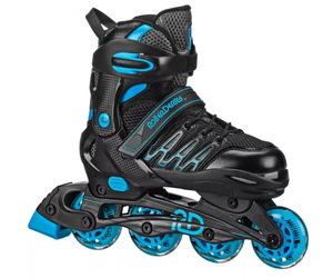 lot 234 image: Roller Derby Custom Adult In-Fit Skates - BlueBlack Adjustable, Padded Boot Shaft- Size 9-12