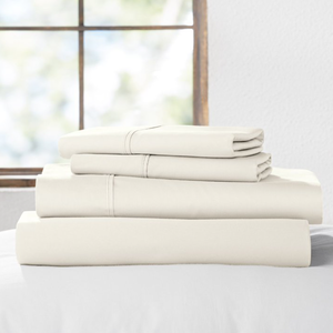 lot 424 image: 4PCS Queen Size Members Mark 300-Thread-Count 100% Organic Cotton Solid Sheet Set
