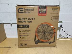 lot 154 image: Commercial Electric 24 Inch Heavy Duty 2-Speed Direct Drive Tilt Drum Fan