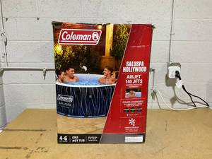 lot 181 image: Coleman SaluSpa Hollywood Luxe AirJet Round Inflatable Hot Tub with LED Lights 4-6 Person