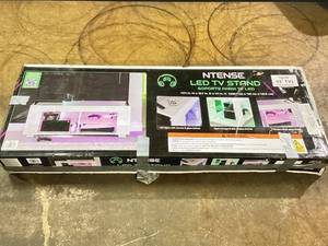 lot 430 image: NTense LED TV Stand with Glass Shelves for TVs up to 55